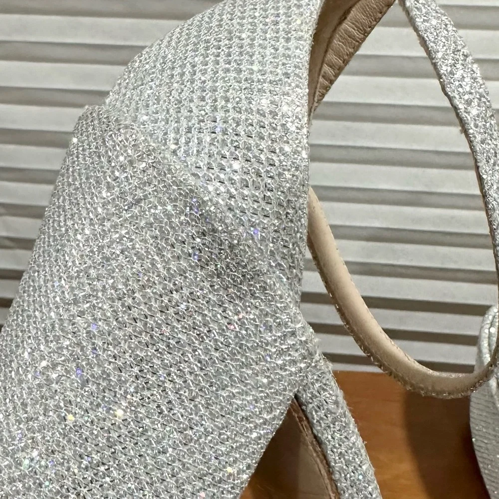 🌹STUART WEITZMAN🌹 Skyhigh 145 Silver Platform Sandal Heel Size: 10